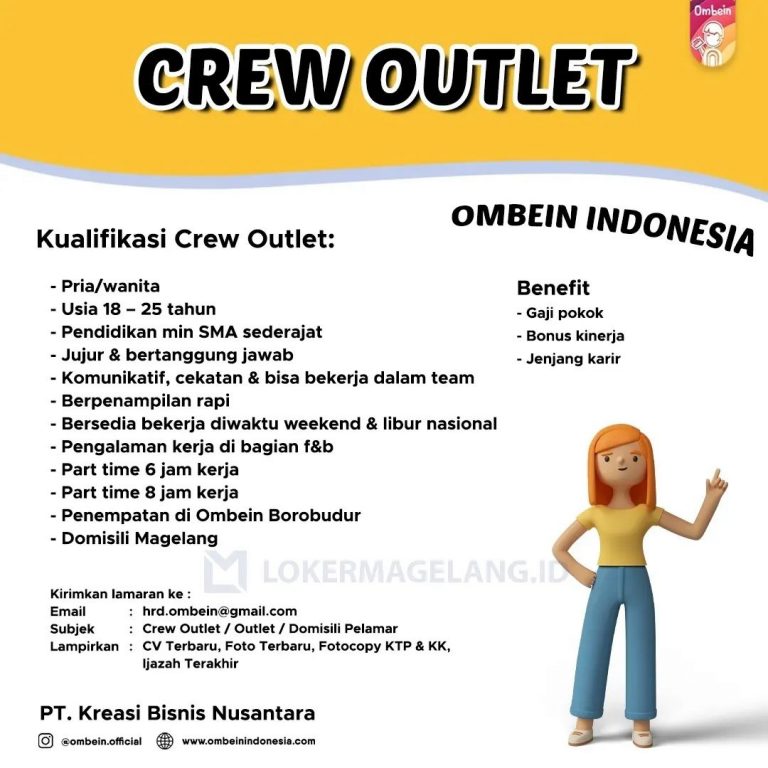 Lowongan Kerja Crew Outlet Di Ombein Indonesia Magelang Lokerjateng