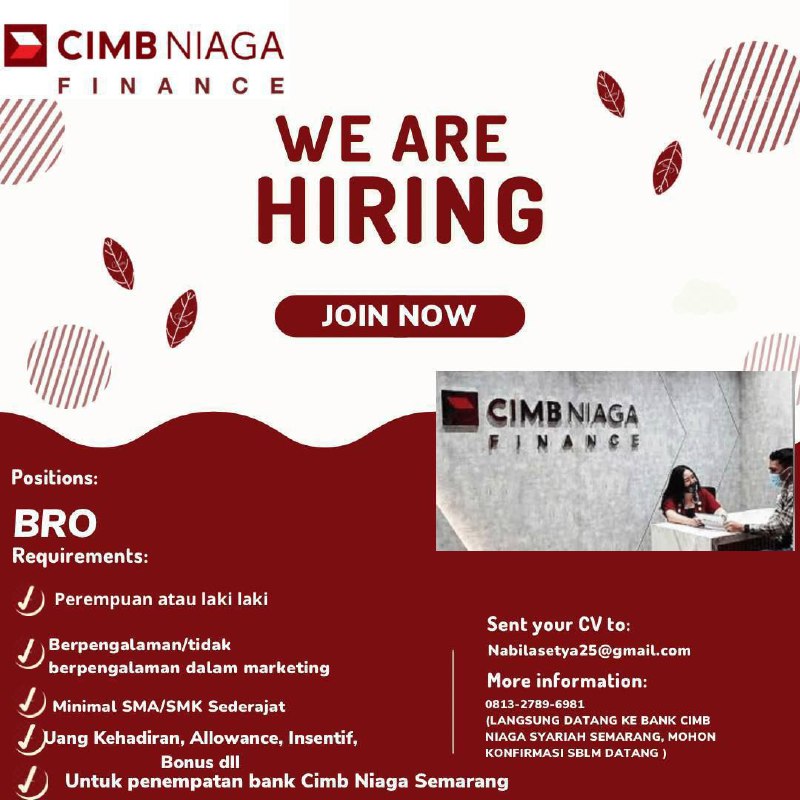 Lowongan Kerja BRO di CIMB Niaga Finance Semarang