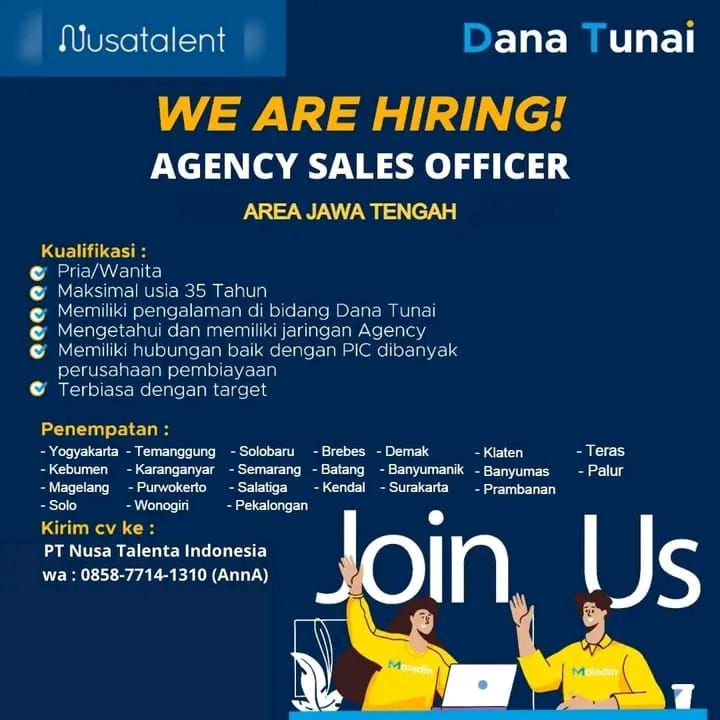 Agency Sales Officer di Dana Tunai Seluruh Jawa Tengah