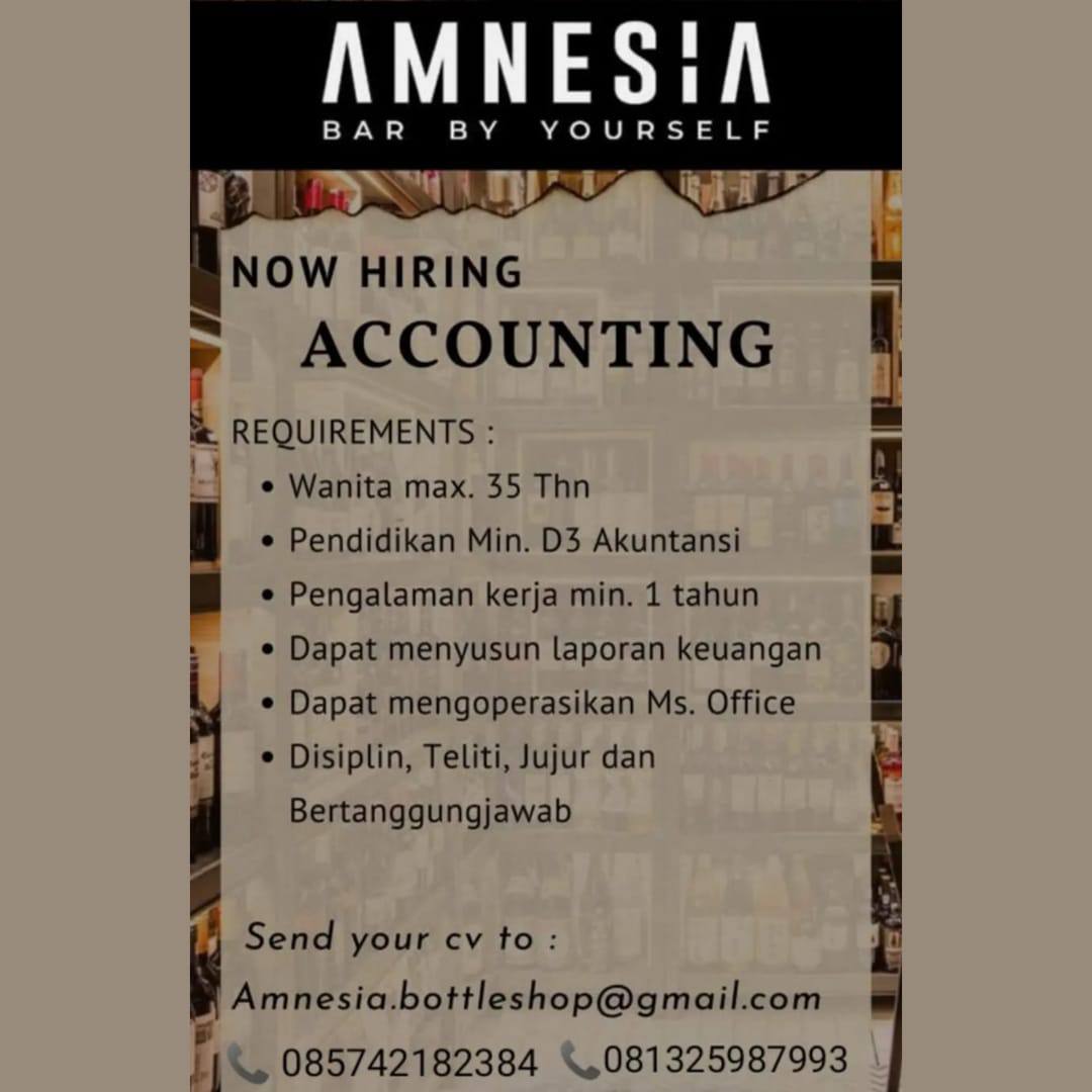 Lowongan Kerja Accounting di Amnesia Bar Karanganyar
