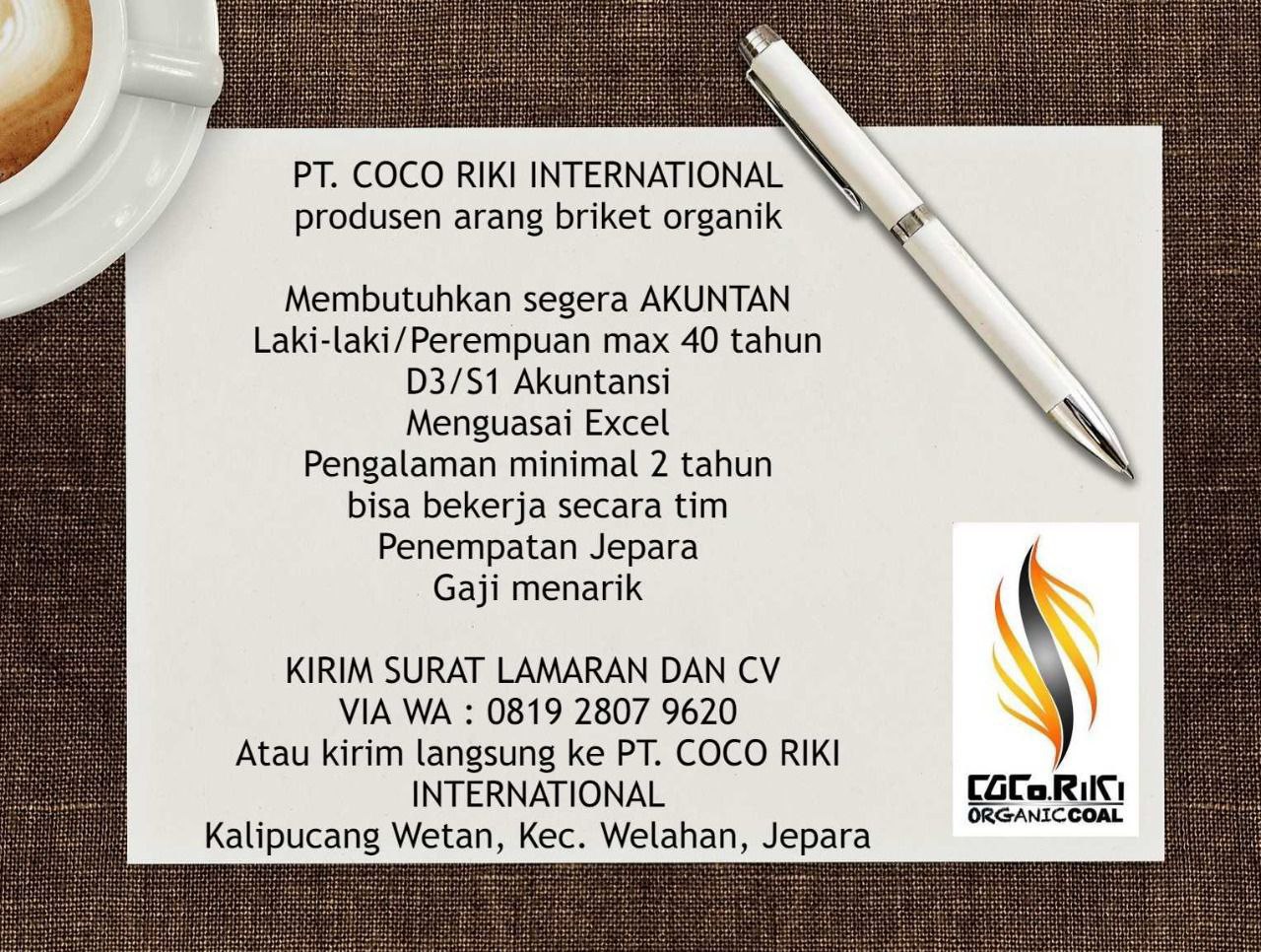 Lowongan Kerja Akuntan di PT Coco Riki International Jepara