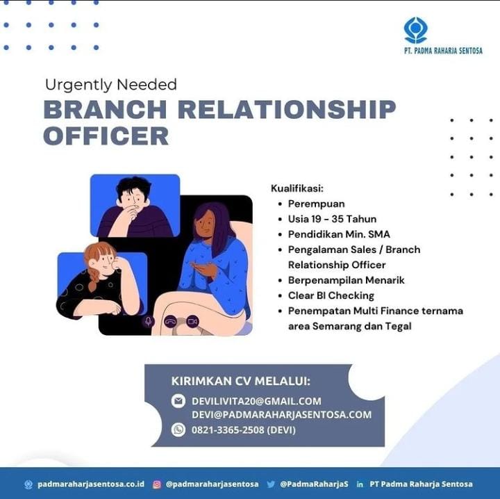 Lowongan Kerja Branch Relationship Officer di Padma Raharia Sentosa