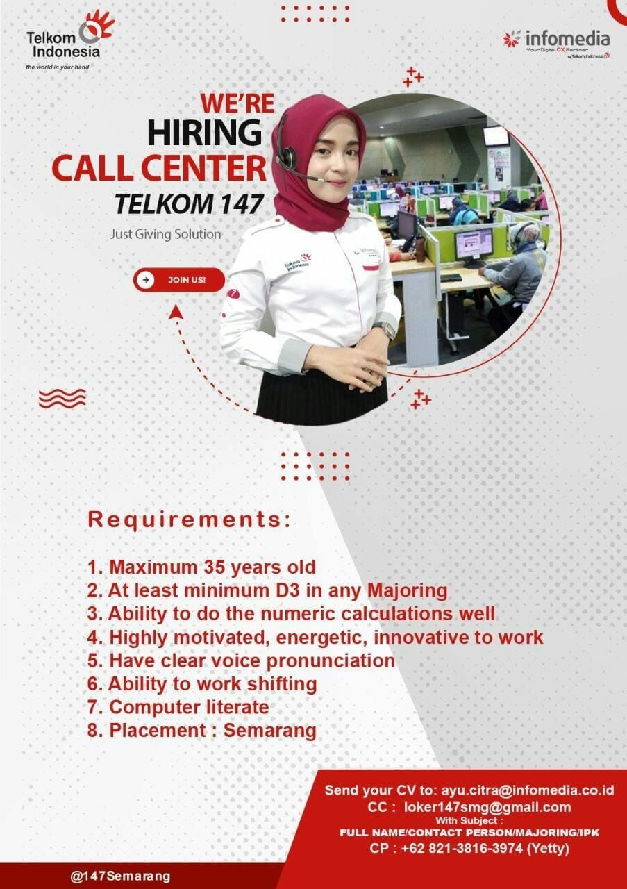 Lowongan Kerja Call Center di Infomedia Telkom Semarang