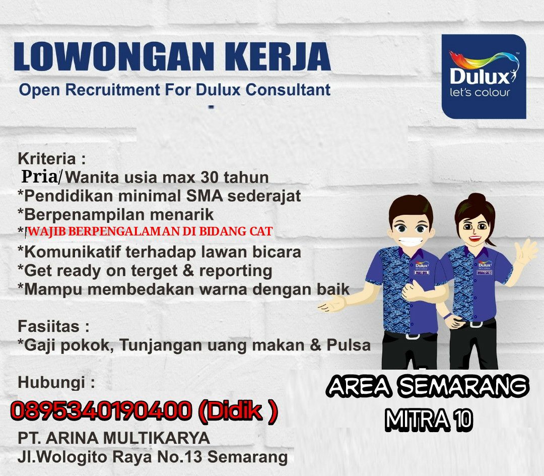 Lowongan Kerja Cat Dulux Consultant di Semarang