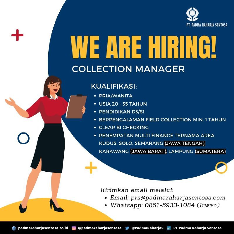 Lowongan Kerja Collection Manager di PT Padma Raharja Sentosa Kudus, Solo & Semarang