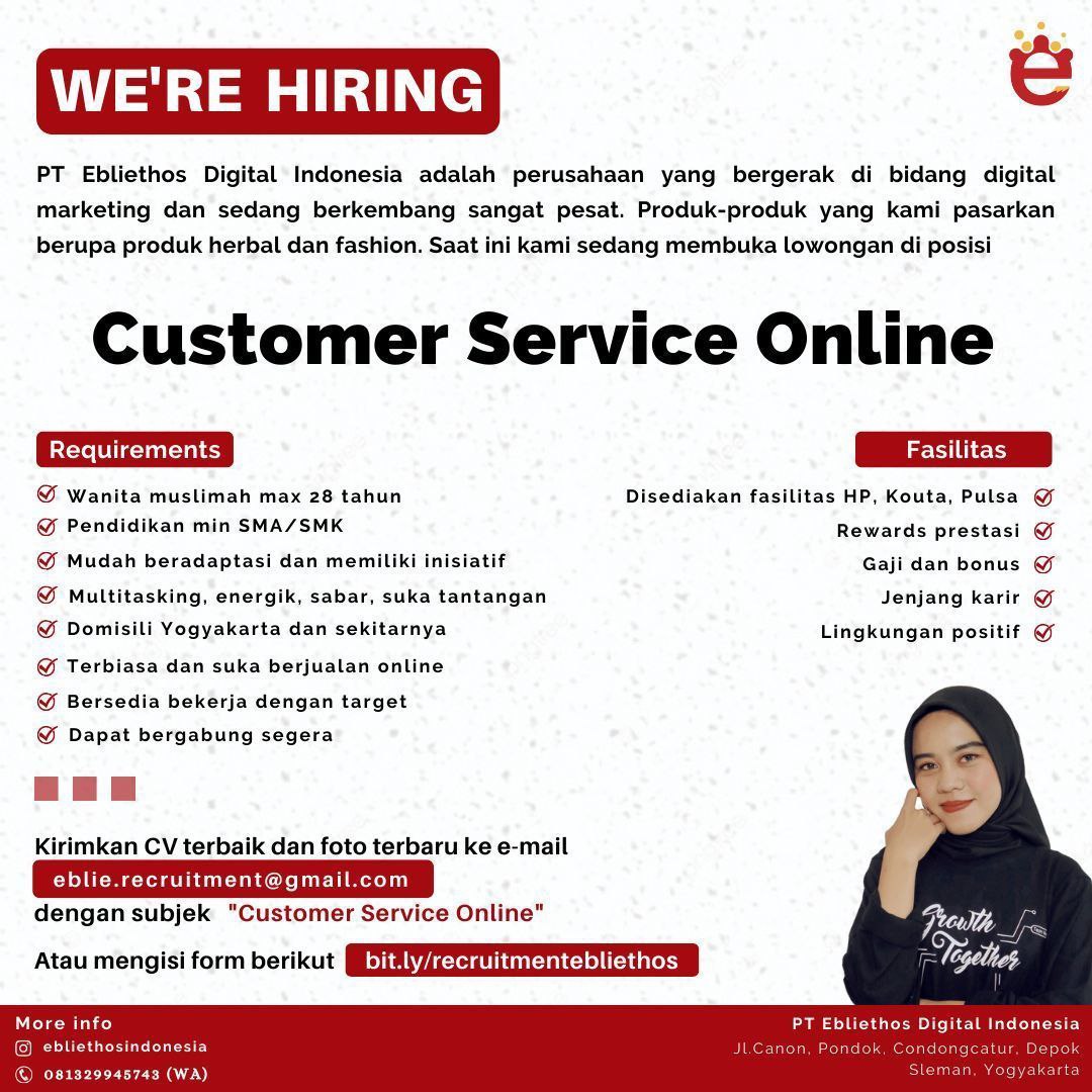 Lowongan Kerja Customer Service Online di PT Ebliethos Digital Indonesia