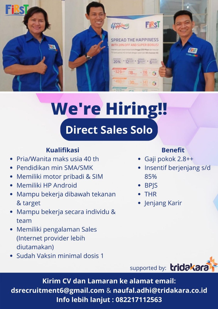 Lowongan Kerja Direct Sales di First Media Solo