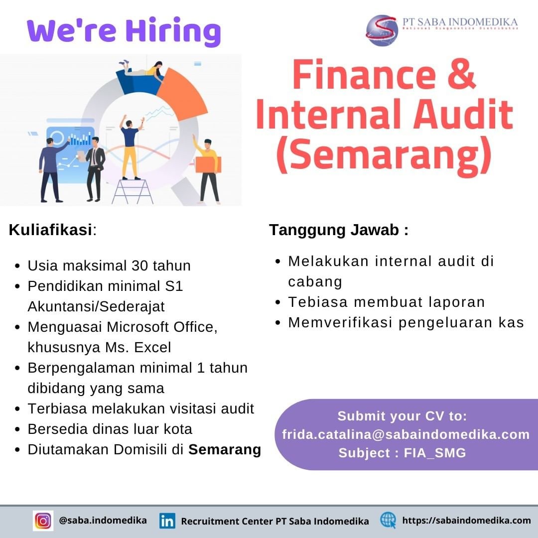 Lowongan Kerja Finance & Internal Audit di PT SABA INDOMEDIKA Semarang