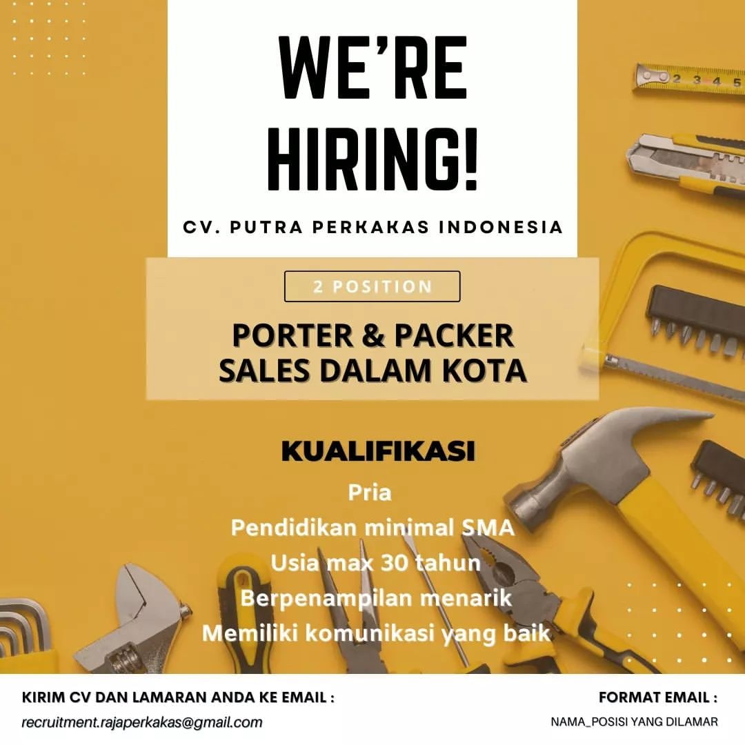 Lowongan Kerja Porter & Packer CV Putra Perkakas Indonesia