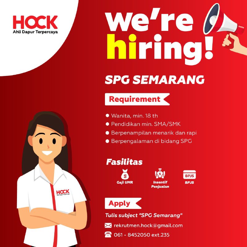 Lowongan Kerja SPG di Hock (Peralatan Dapur) Semarang