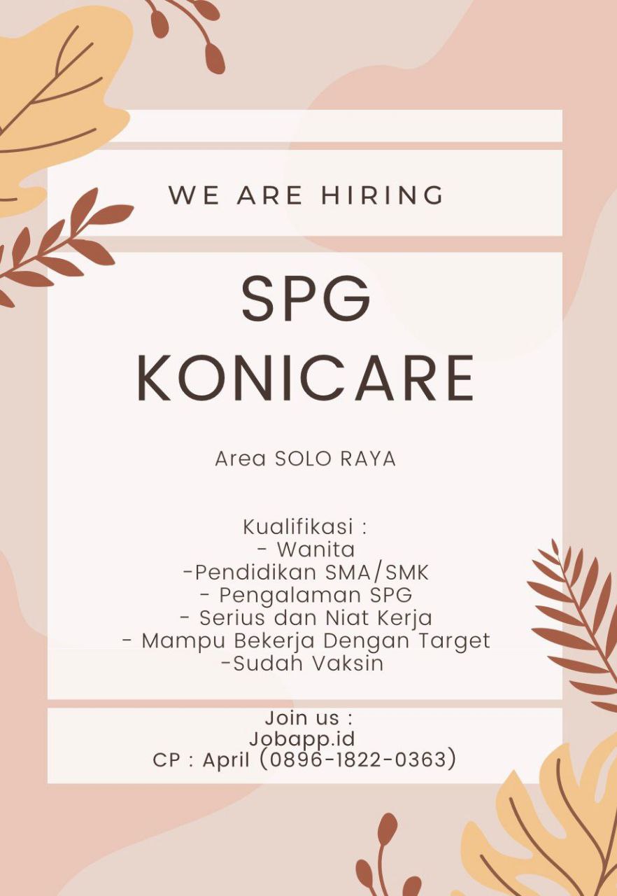 Lowongan Kerja SPG di Konicare Solo Raya