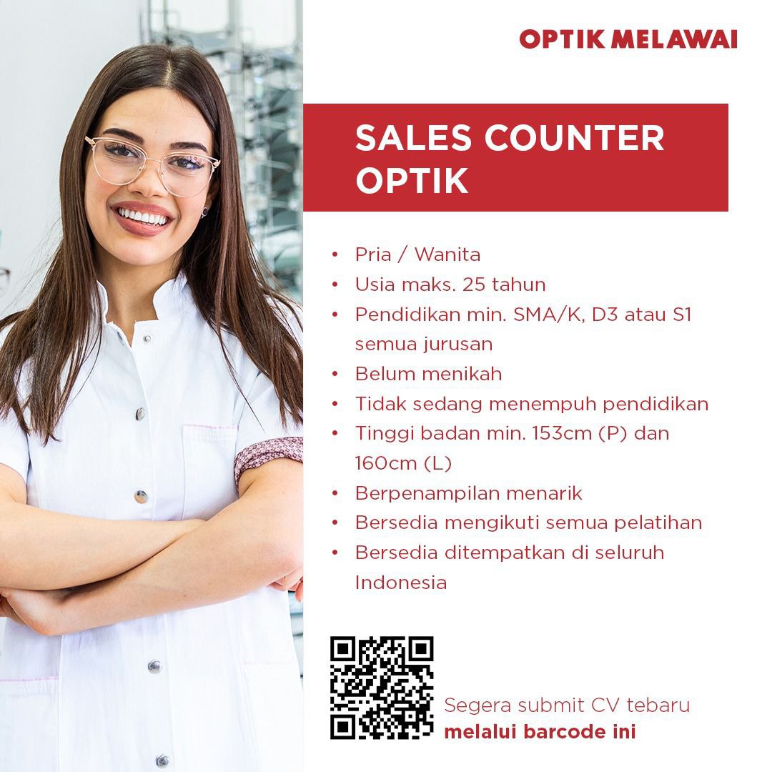 Lowongan Kerja Sales Counter Optik Melawai