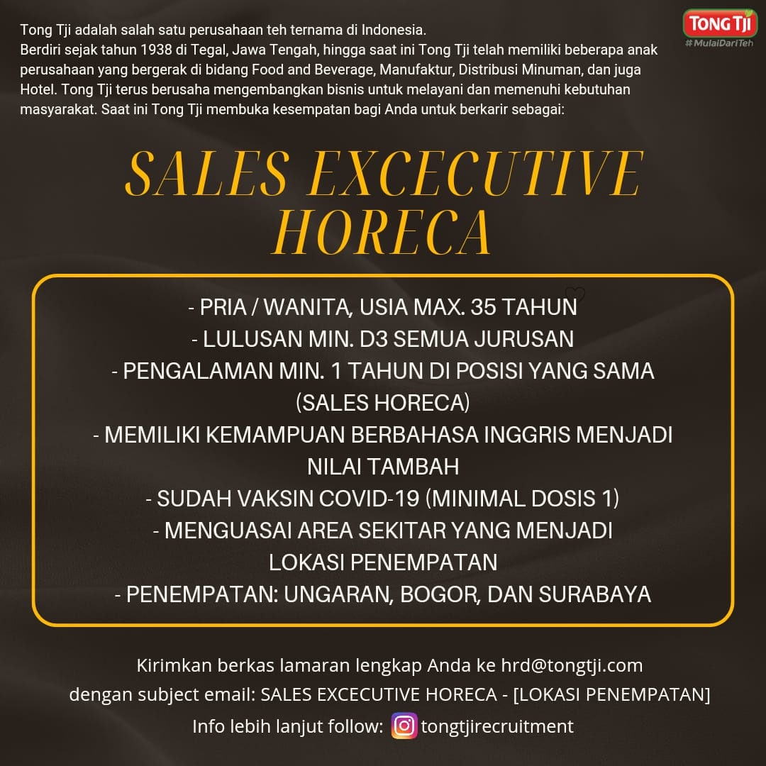 Lowongan Kerja Sales Executive di Teh Tong Tji Ungaran