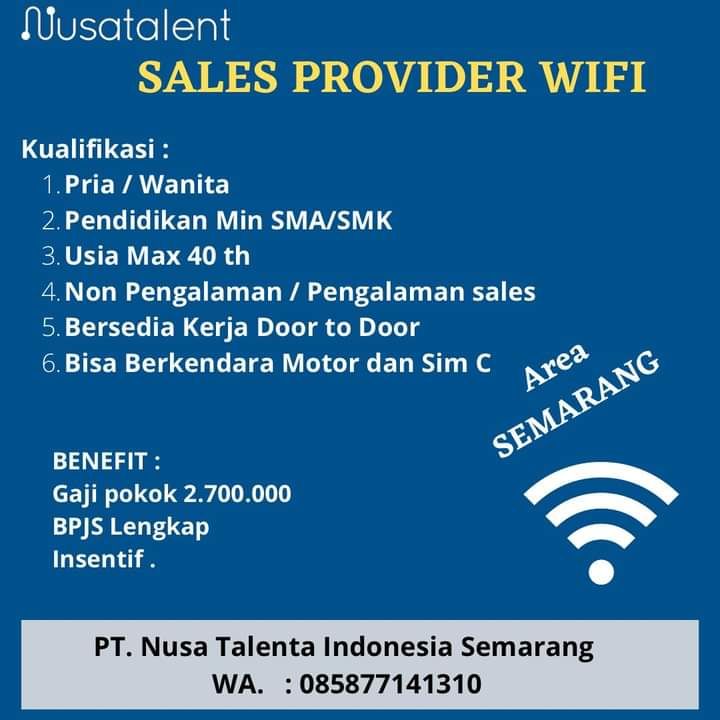 Lowongan Kerja Sales Provider WIFI Area Semarang