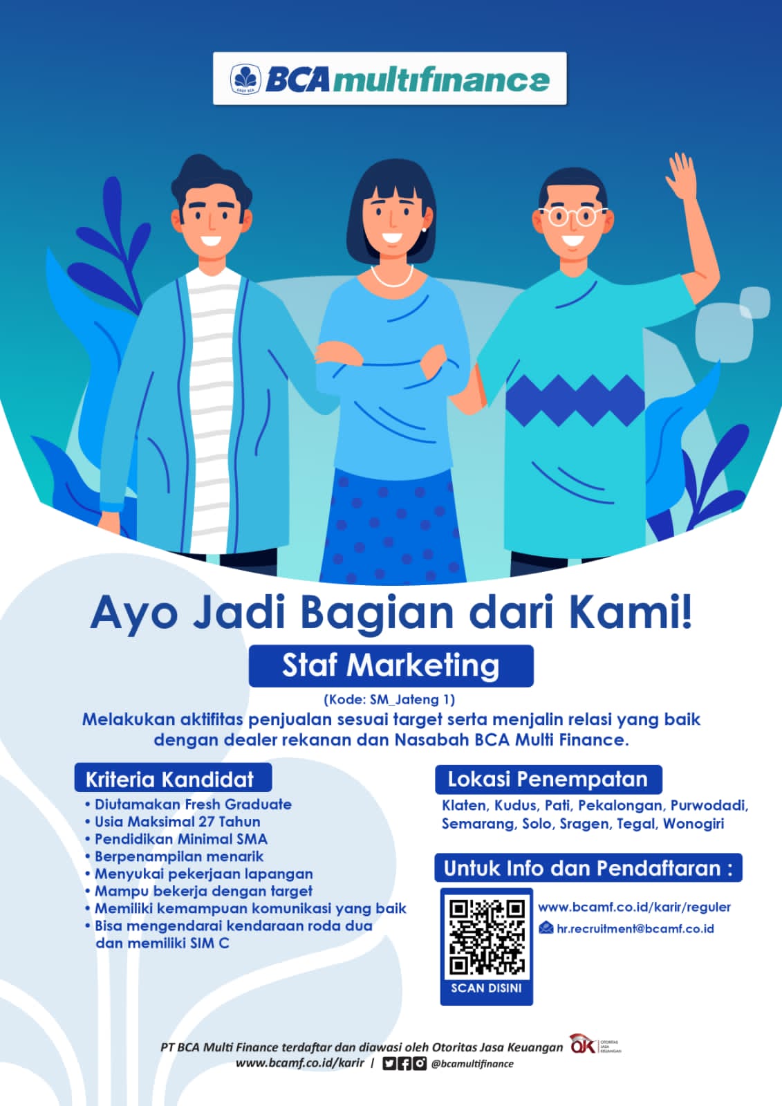Lowongan Kerja Staff Marketing di BCA multifinance seluruh Jawa Tengah