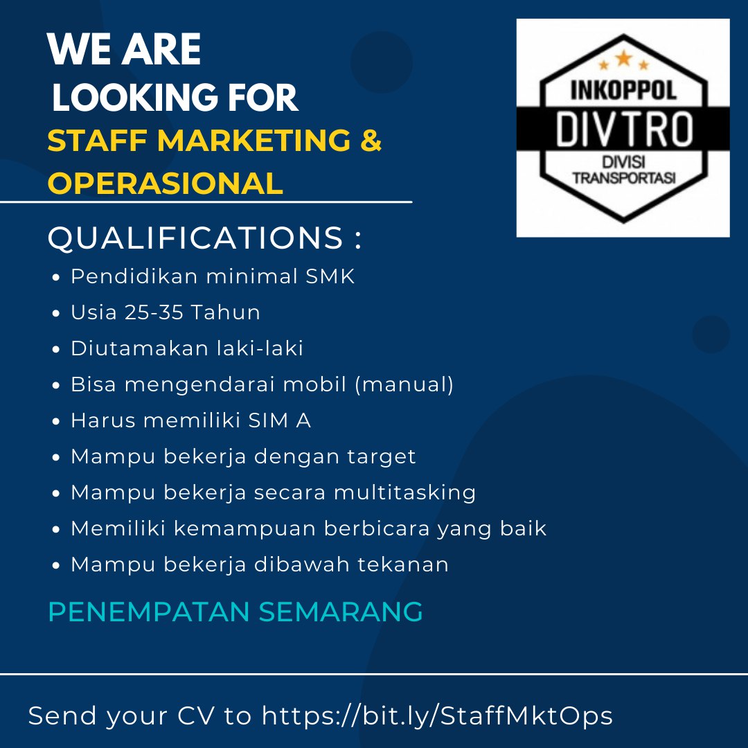 Lowongan Kerja Staff Marketing di INKOPPOL DIVTRO Semarang