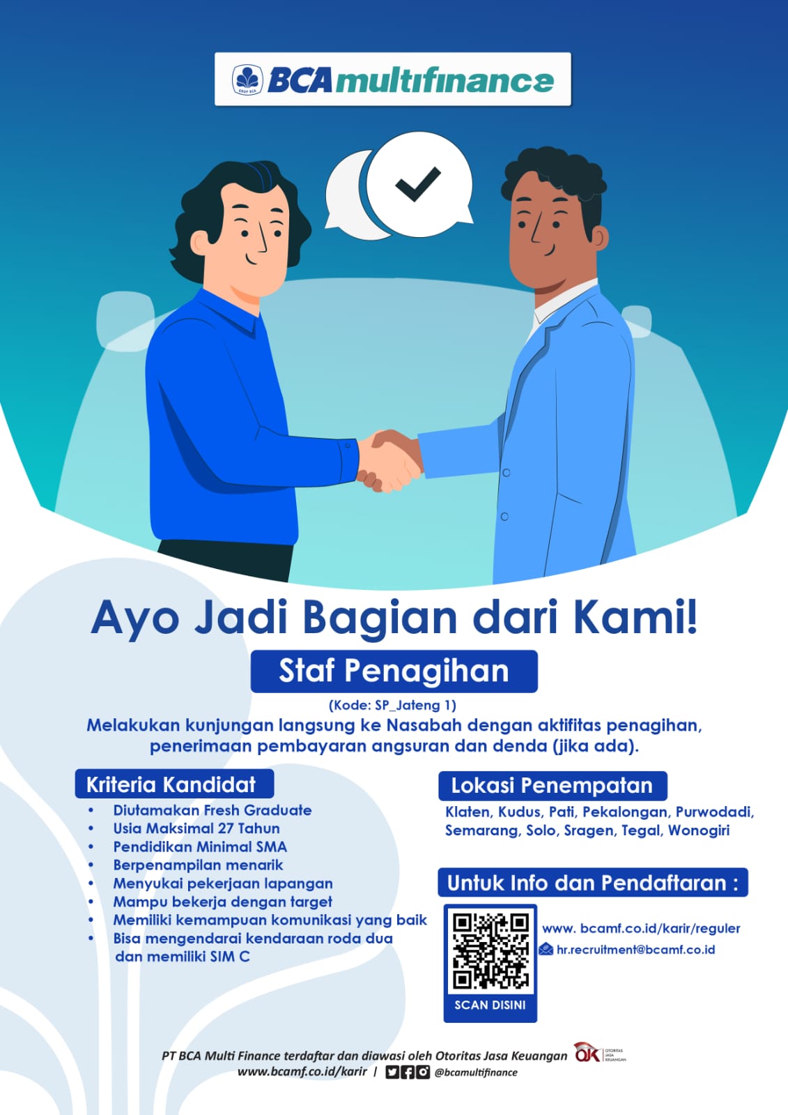 Lowongan Kerja Staff Penagihan di BCA multifinance Jawa Tengah