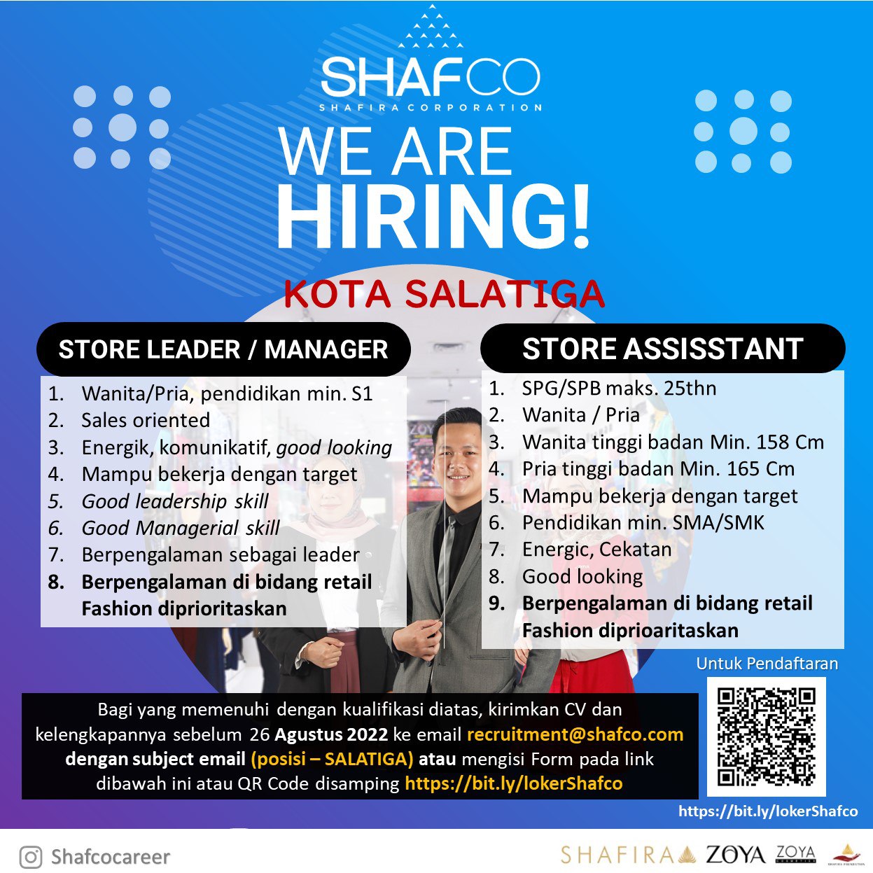 Lowongan Kerja Store Manager & Assistant di Shafira Corporation Salatiga