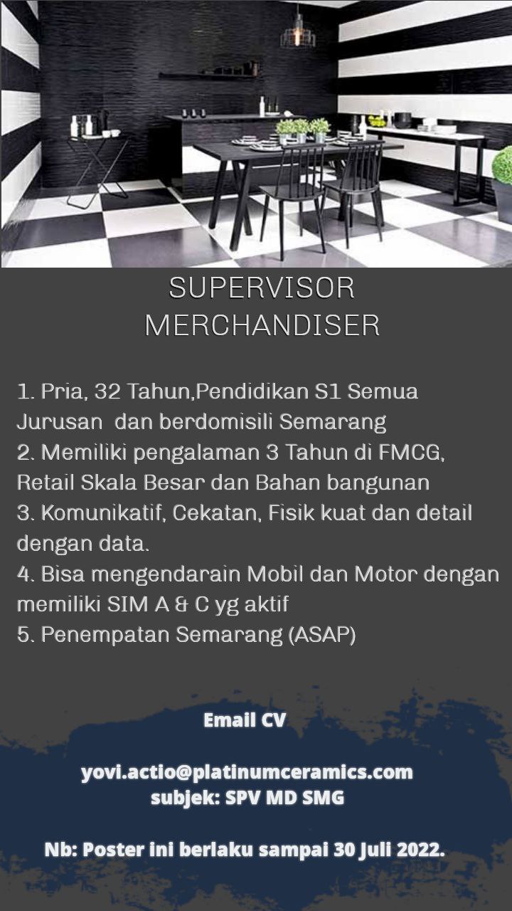 Lowongan Kerja Supervisor Merchandiser di Platinum Ceramics Semarang