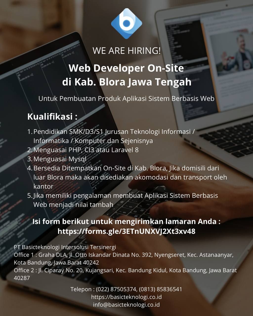 Lowongan Kerja Web Developer di PT Basicteknologi Intersolusi Blora