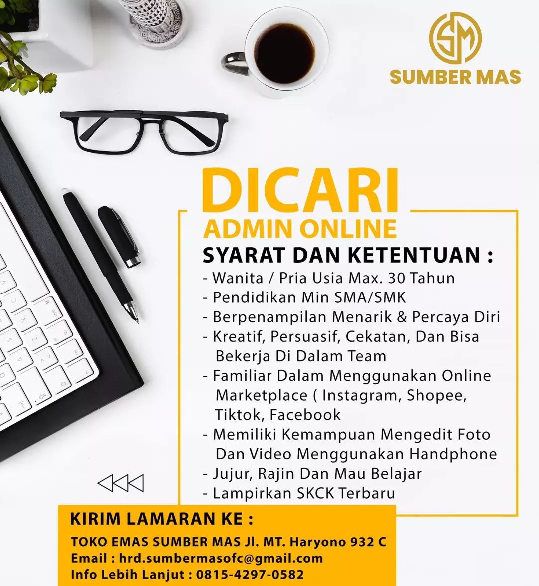 Lowongan Kerja Admin Online di Sumber Mas Semarang