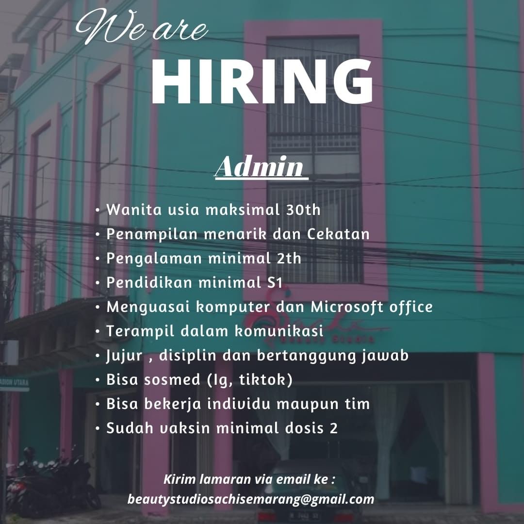 Lowongan Kerja Admin di Sachi Beauty Studio Semarang