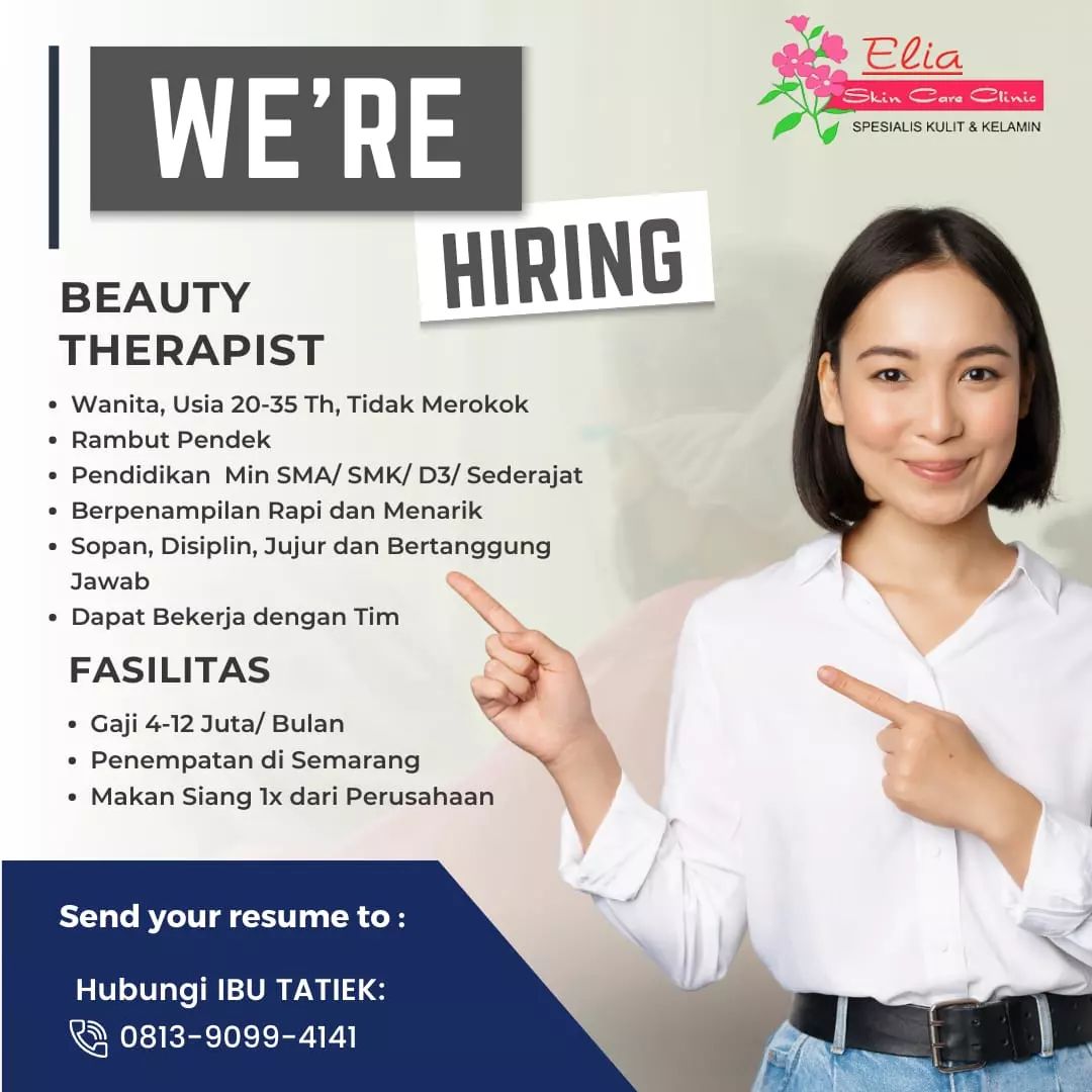 Lowongan Kerja Beauty Therapist di Elia Skincare Clinic Semarang