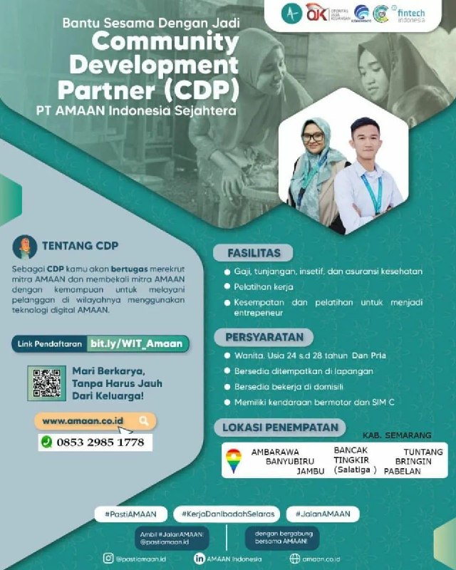 Lowongan Kerja Community Development Partner di PT AMAAN Indonesia Salatiga
