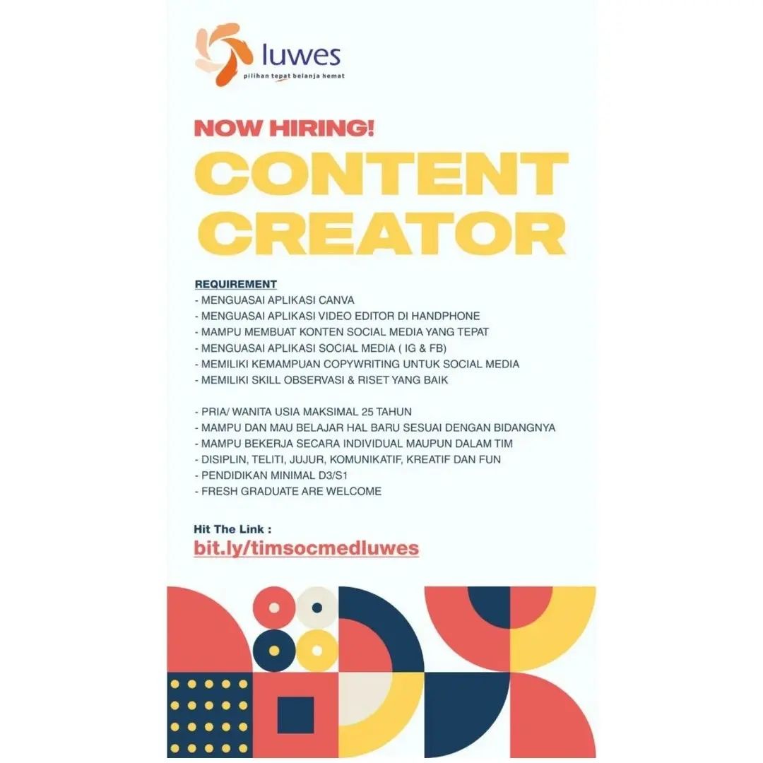 Lowongan Kerja Content Creator di Luwes Solo