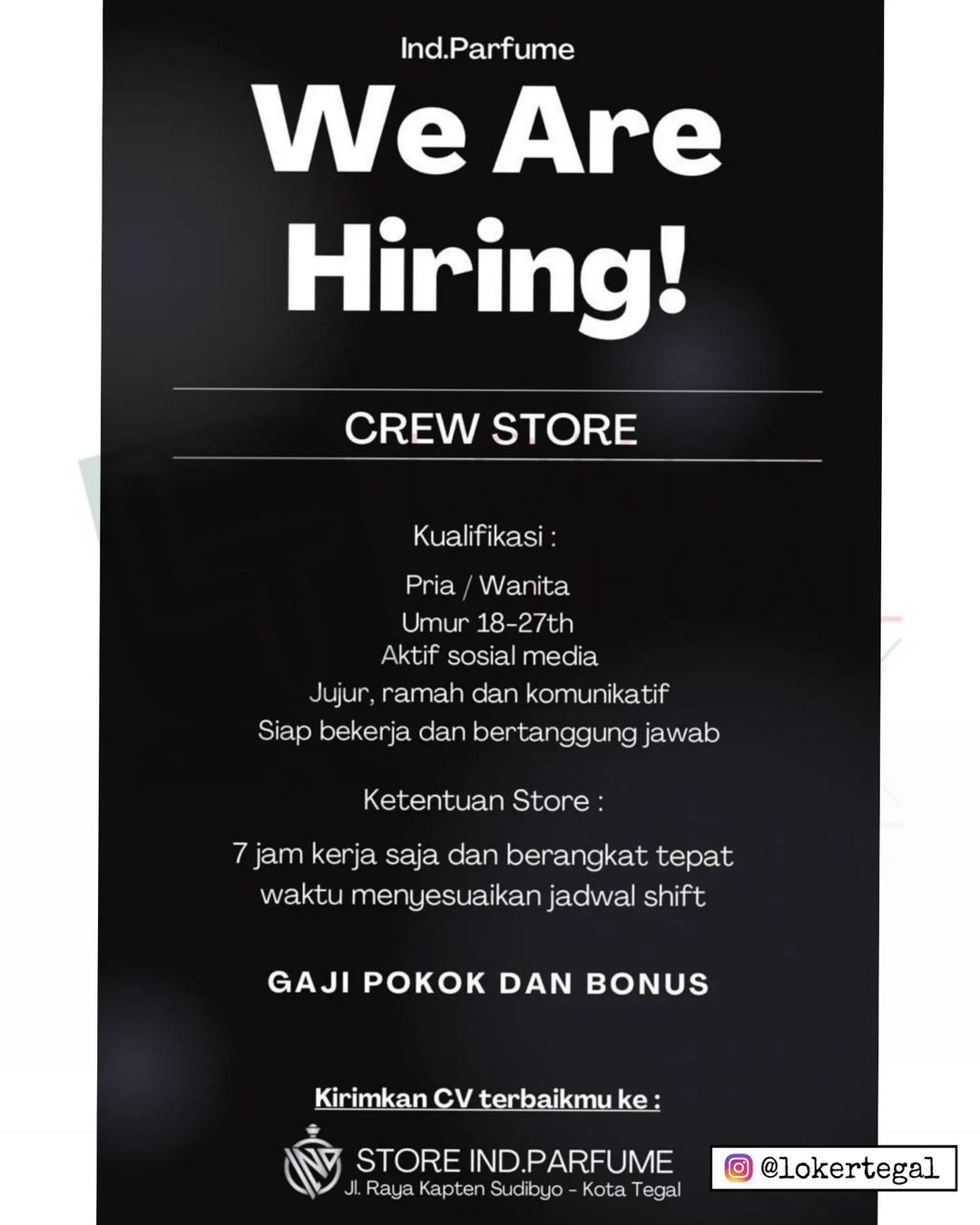 Lowongan Kerja Crew Store di Ind.Parfume Tegal