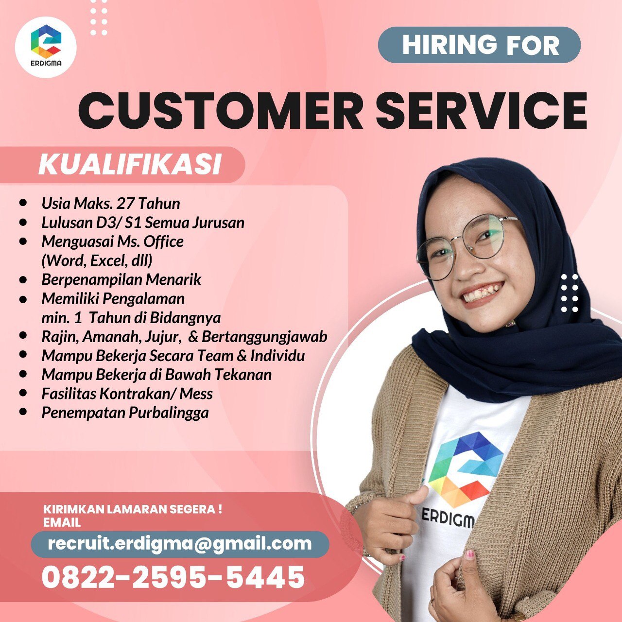 Lowongan Kerja Customer Service di Erdigma Purbalingga