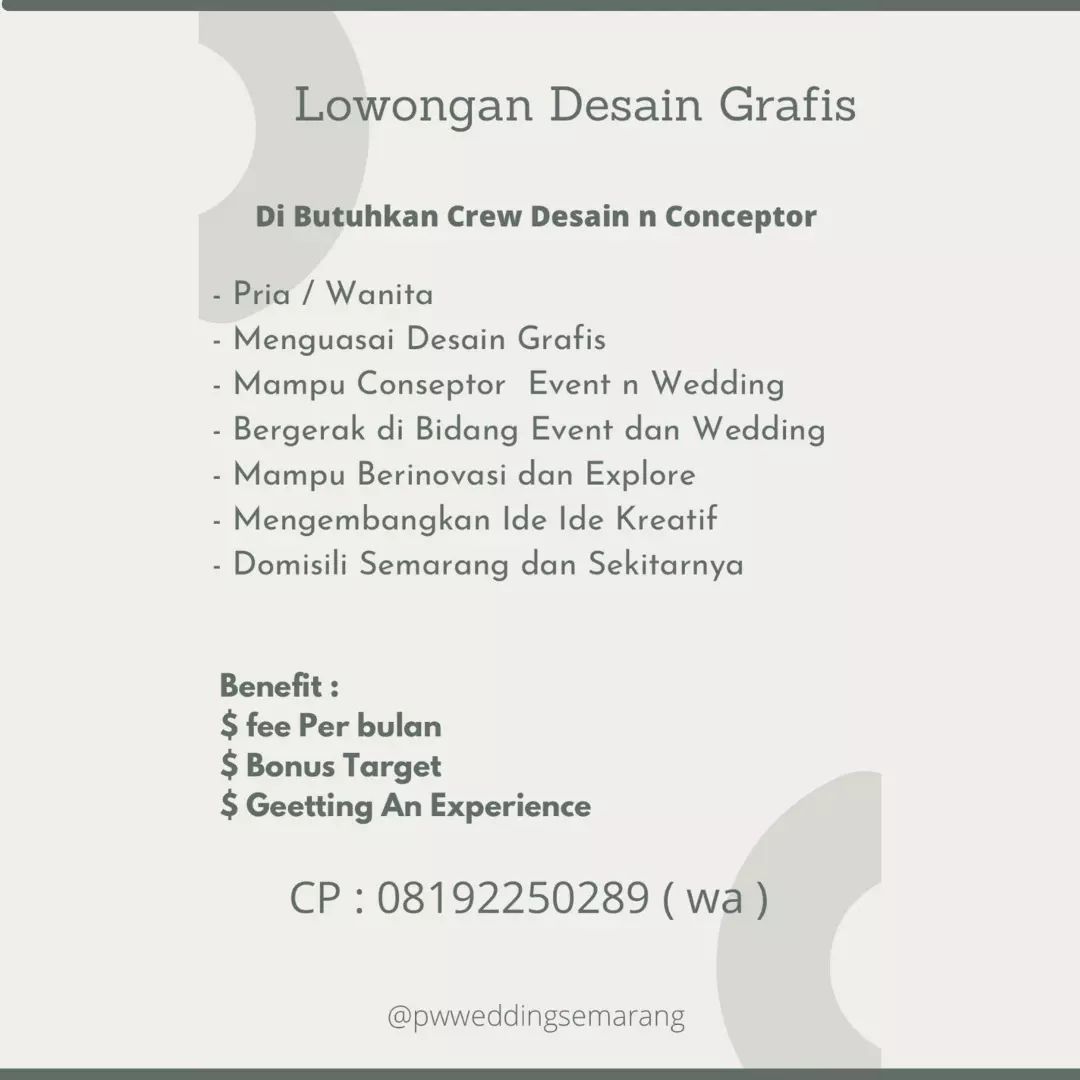 Lowongan Kerja Desain Grafis di PW Wedding Semarang