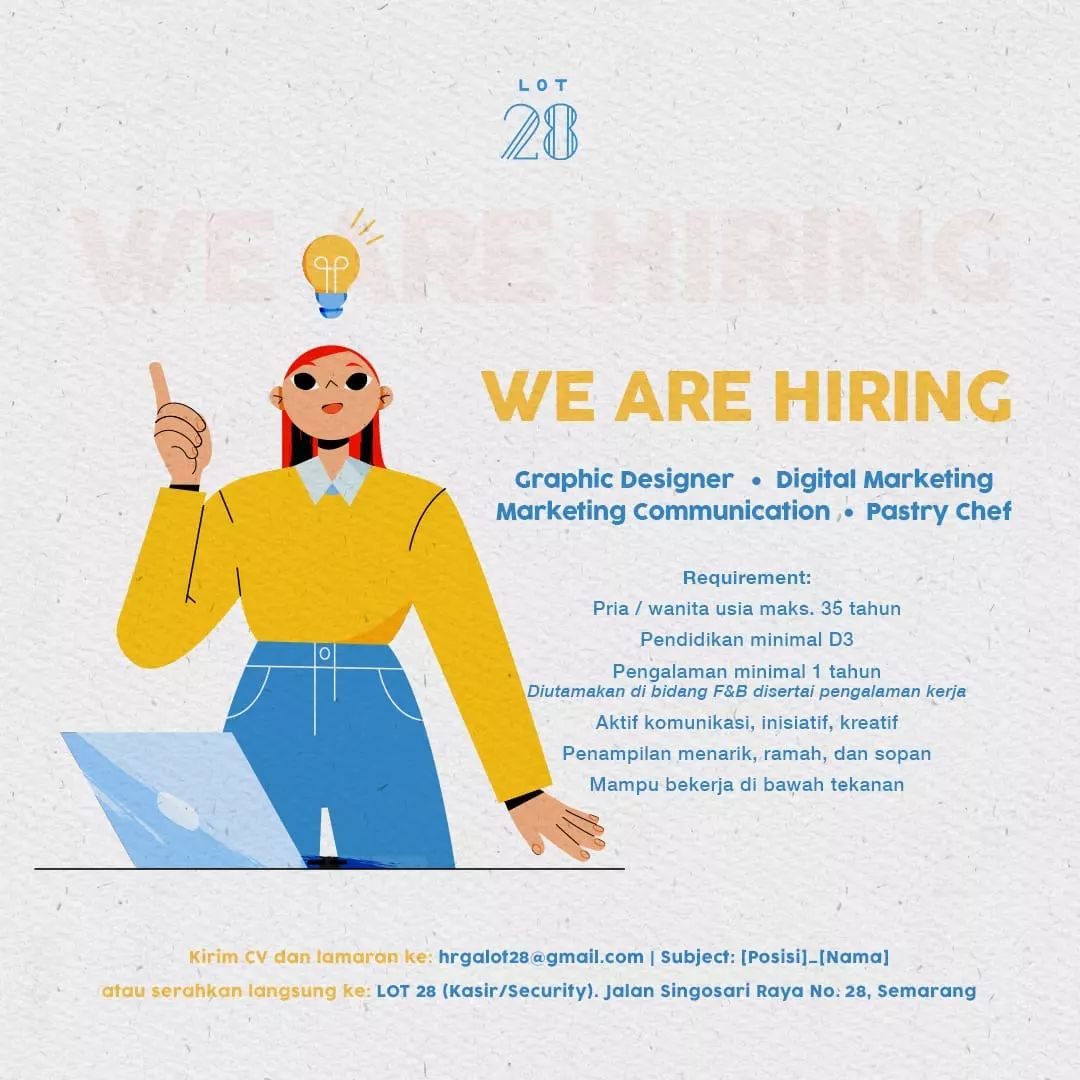 Lowongan Kerja Graphic Designer & Marketing Communication di Lot 28 Semarang