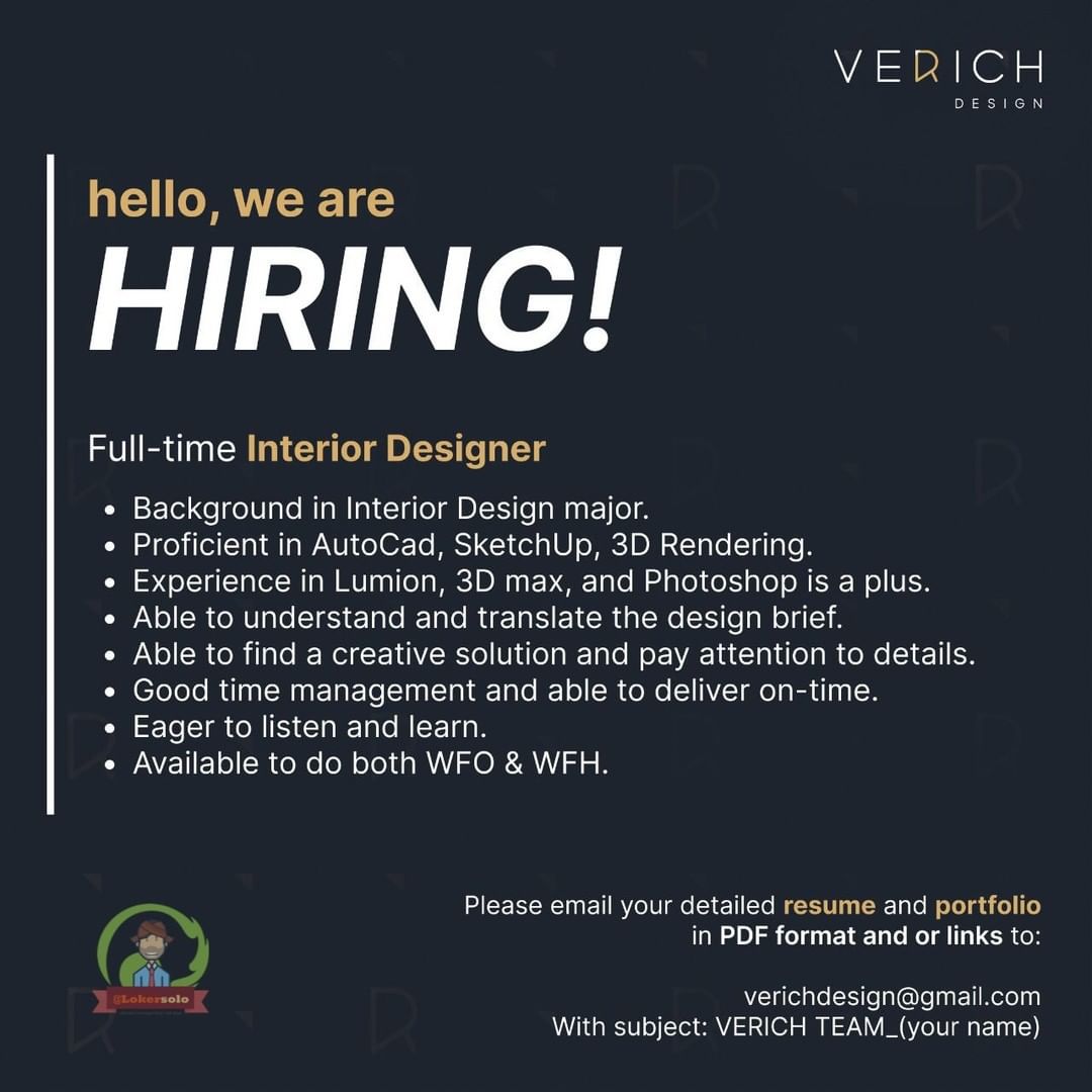 Lowongan Kerja Interior Designer di Verich Design Semarang