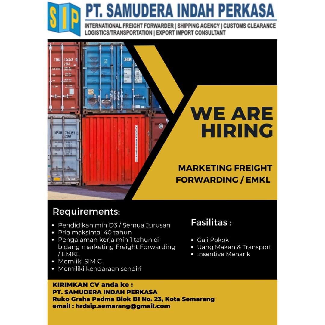 Lowongan Kerja Marketing Freight Forwarding di PT. Samudera Indah Semarang