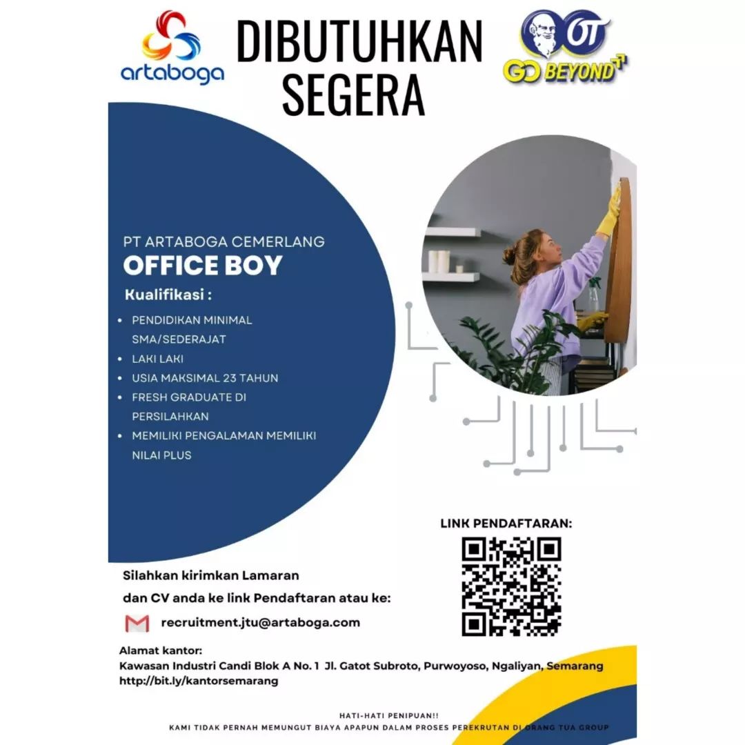 Lowongan Kerja Office Boy di PT. Artaboga Cemerlang Semarang