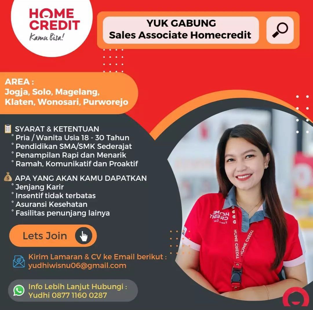 Lowongan Kerja Sales Associate di Homecredit Magelang & Solo