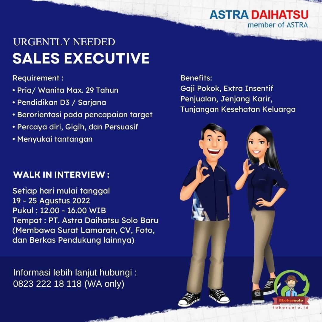 Lowongan Kerja Sales Executive di Astra Daihatsu Solo Raya