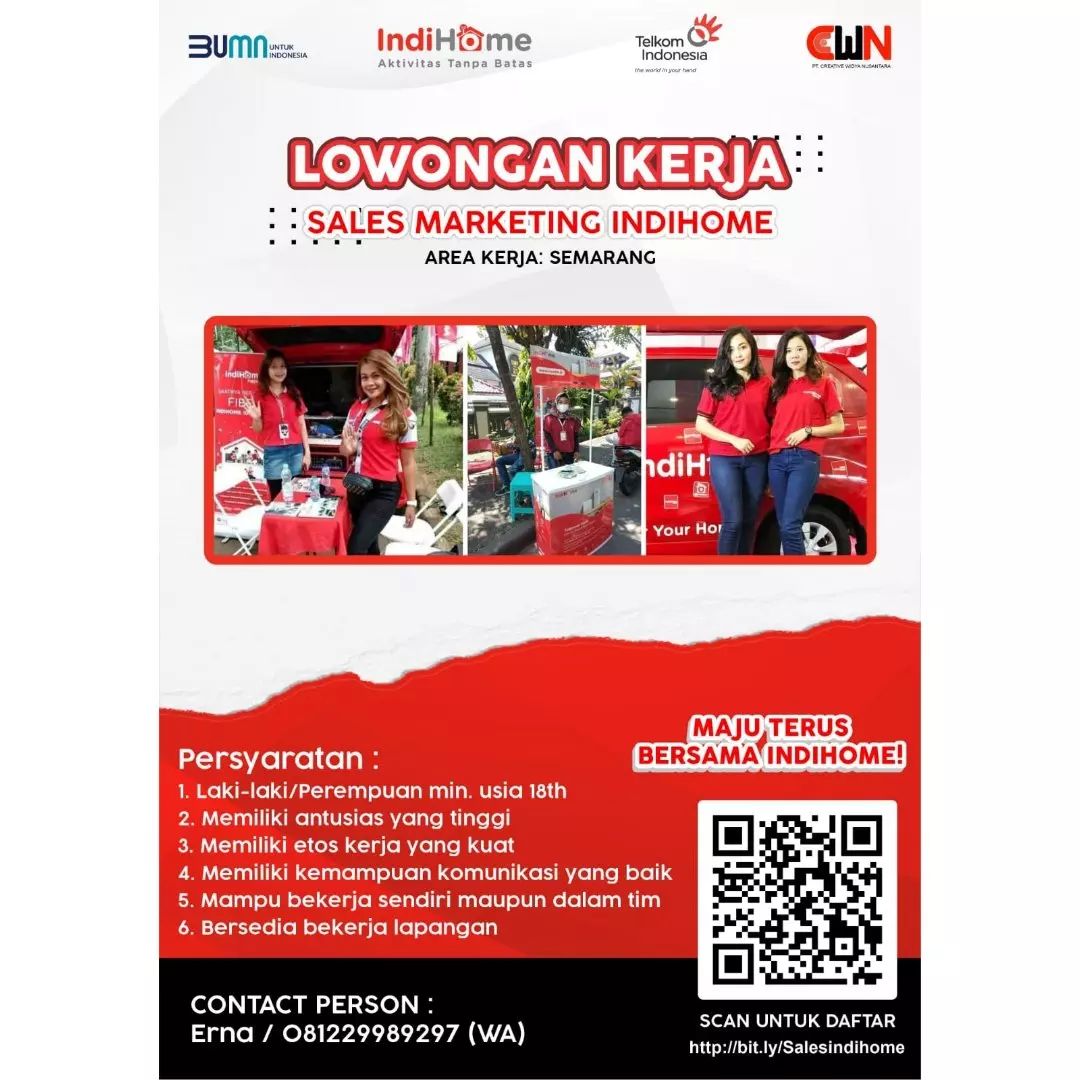 Lowongan Kerja Sales Marketing Indihome di Area Semarang