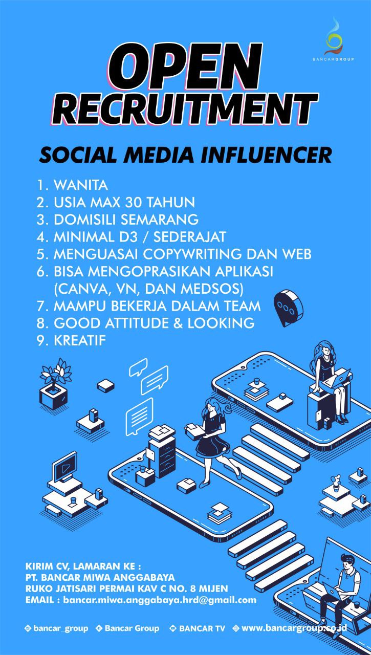 Lowongan Kerja Social Media Influencer di Bancar Group Semarang