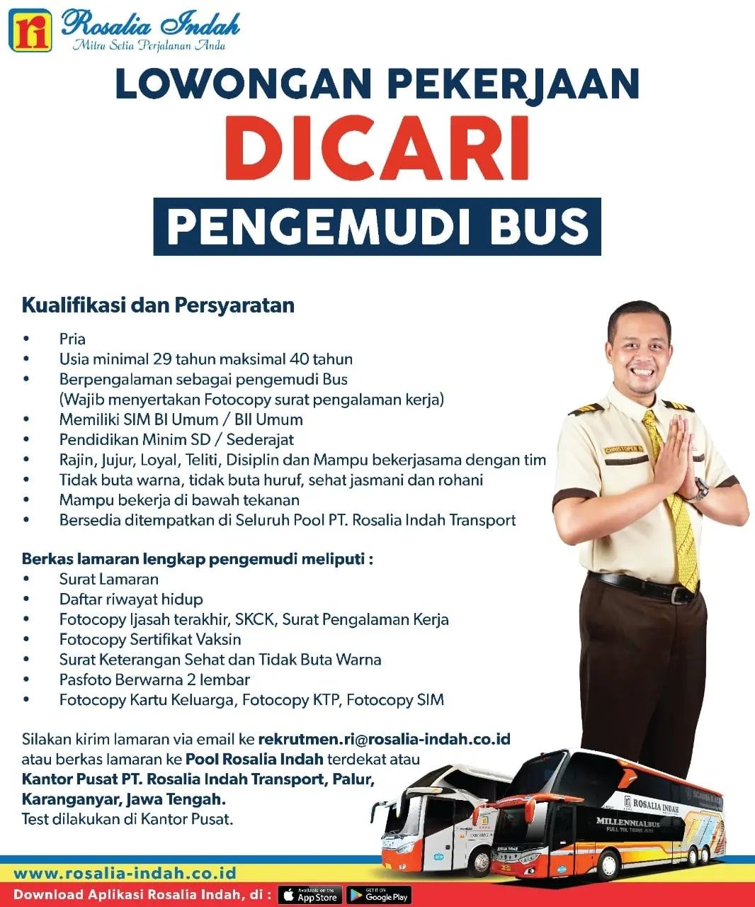 Lowongan Kerja Sopir Bus di PO. Rosalia Indah Karanganyar