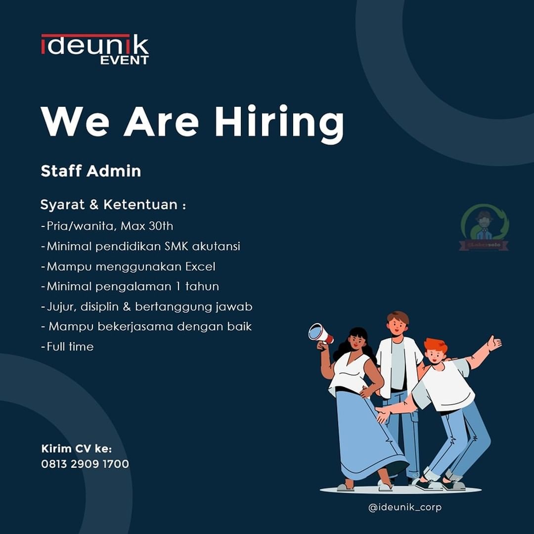 Lowongan Kerja Staff Admin di Ide Unik Event Solo