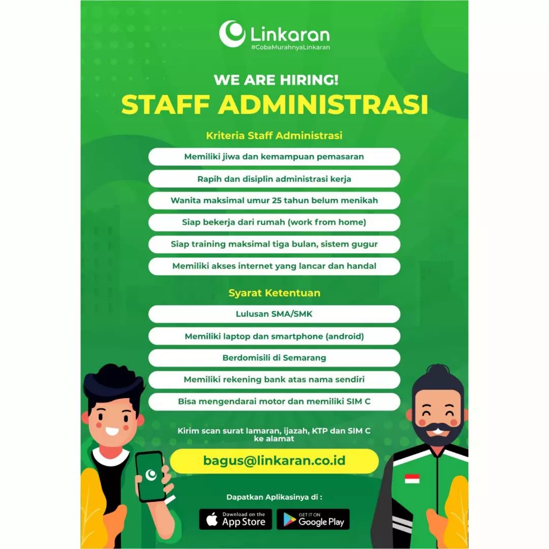 Lowongan Kerja Staff Administrasi di Startup Linkaran Semarang