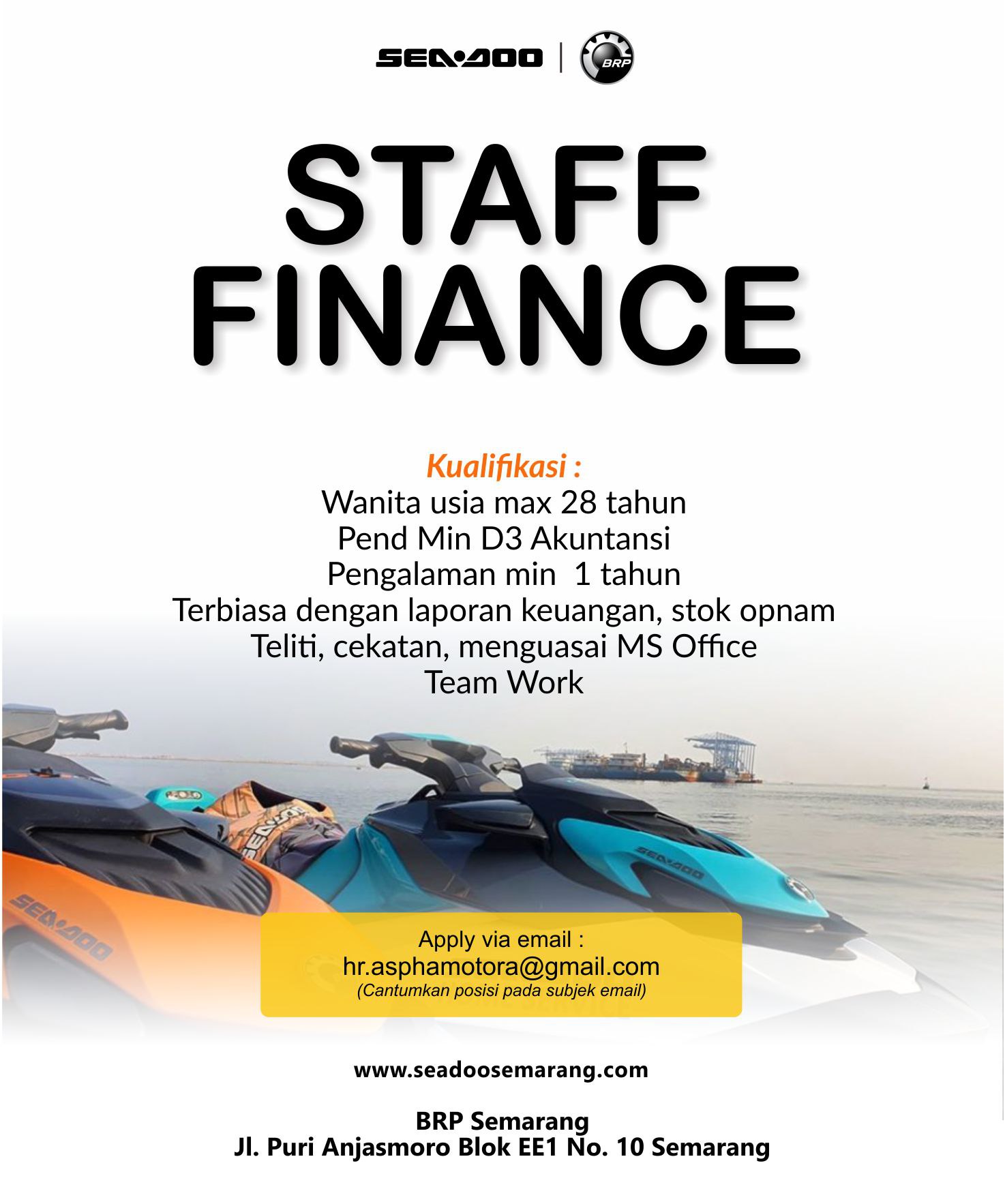 Lowongan Kerja Staff Finance di Seadoo Semarang