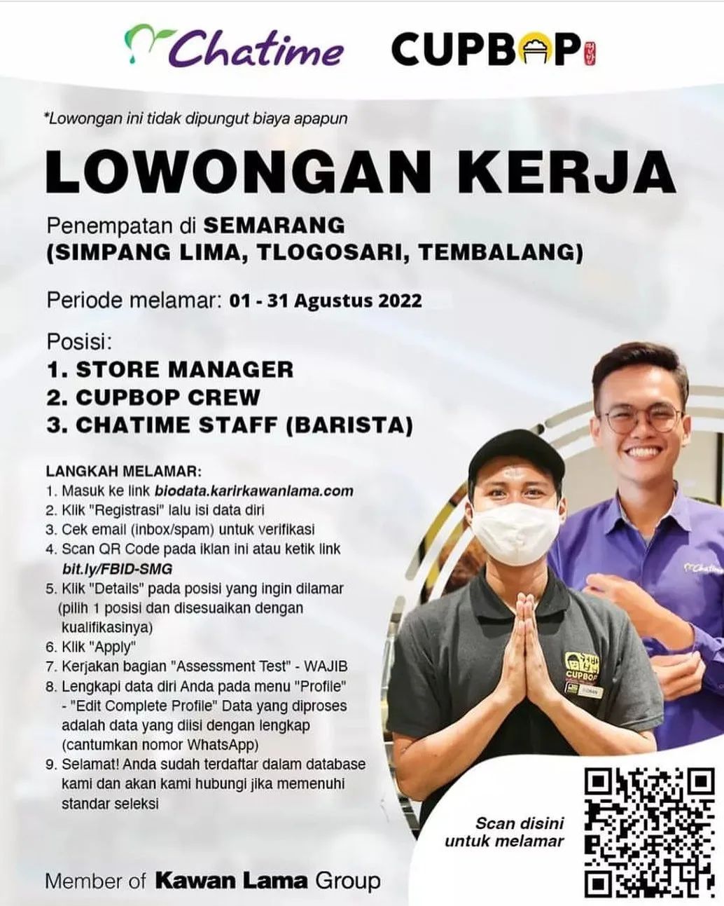 Lowongan Kerja Store Manage, Crew & Barista di Chatime Semarang