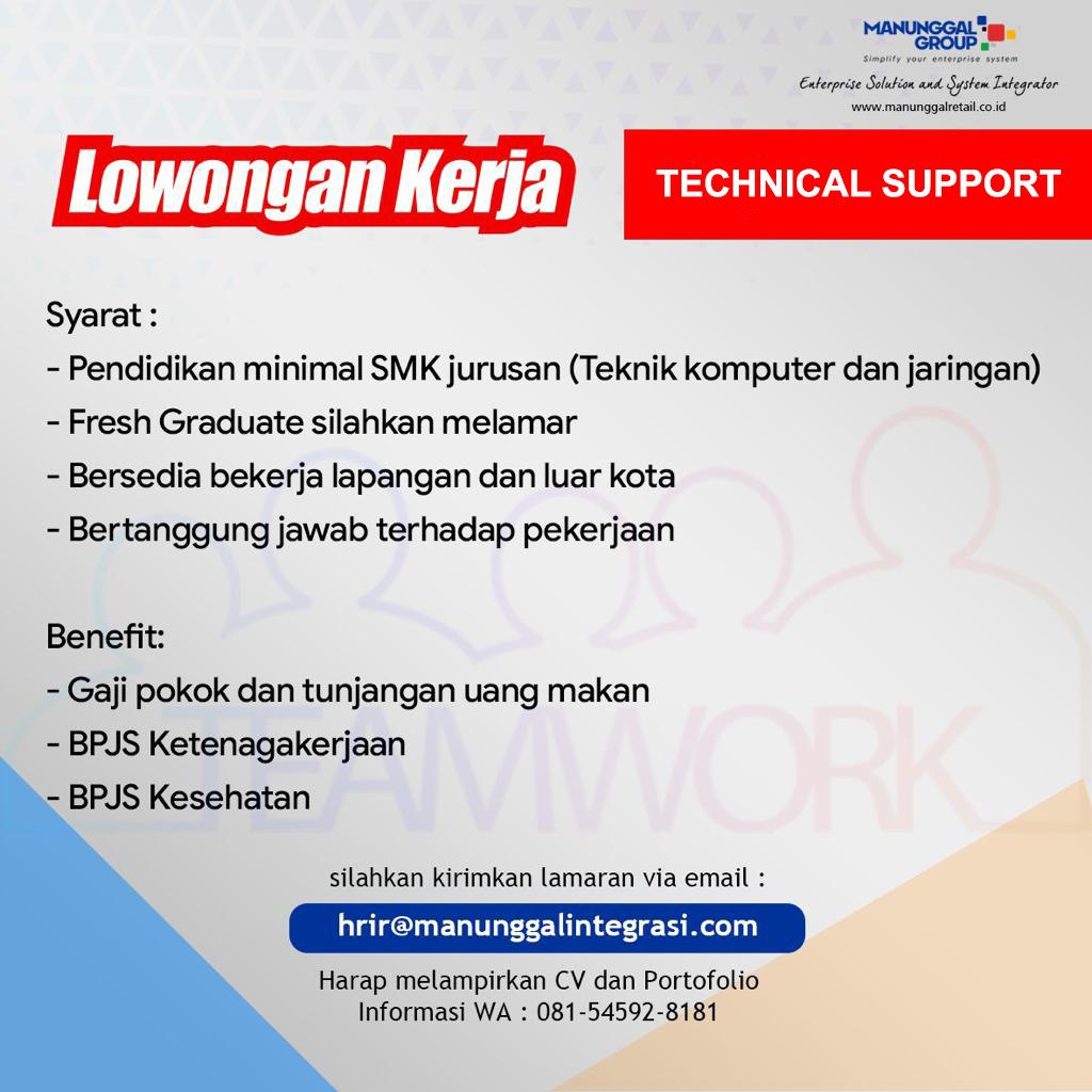 Lowongan Kerja Technical Support IT di Manunggal Group Semarang