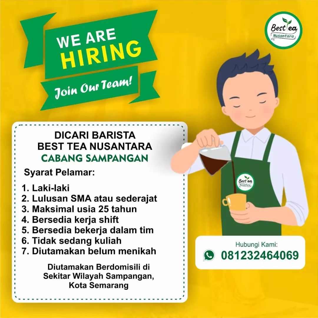 Lowongan Kerja Barista di Best Tea Sampangan Semarang