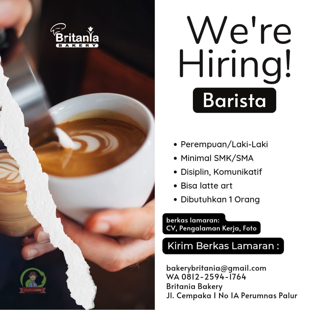 Lowongan Kerja Barista di Britania Bakery Palur Sukoharjo