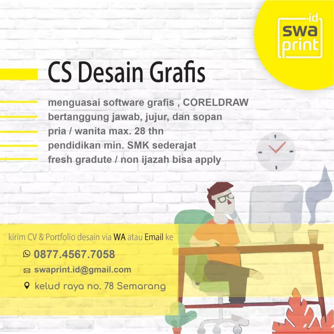 Lowongan Kerja CS Desain Grafis di Swaprint.id Semarang