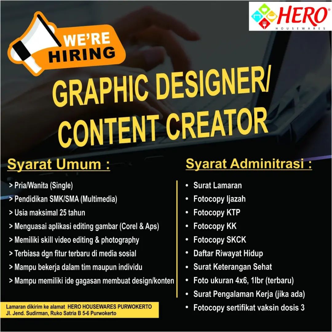 Lowongan Kerja Content  Graphic Designer di Hero Housewares Purwokerto